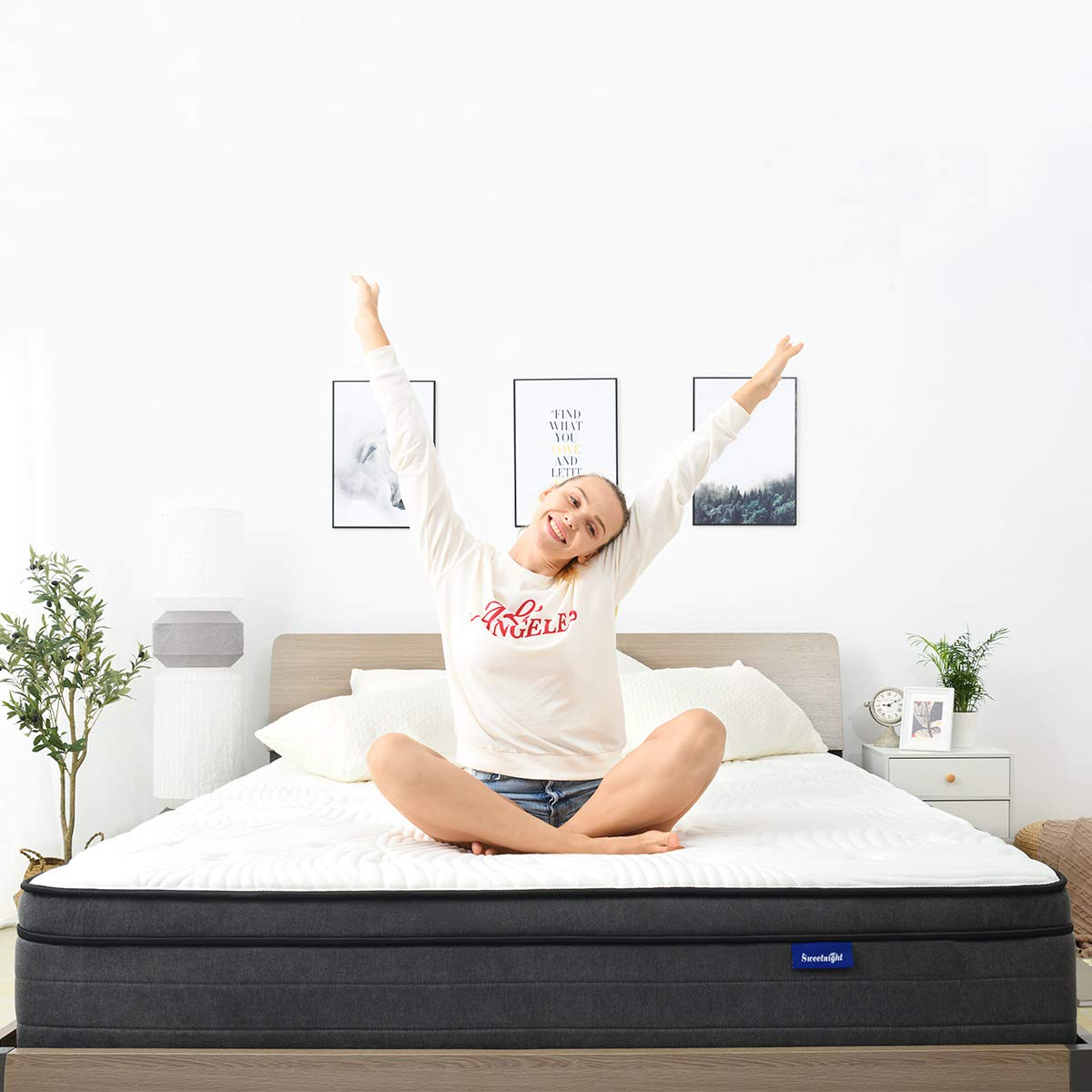 Sweetnight Queen Mattress in a Box - 12 Inch Plush Pillow Top Hybrid Mattress, Gel Memory Foam for Motion Isolating Individually Wrapped Coils, Queen Size, Twilight Sweetnight