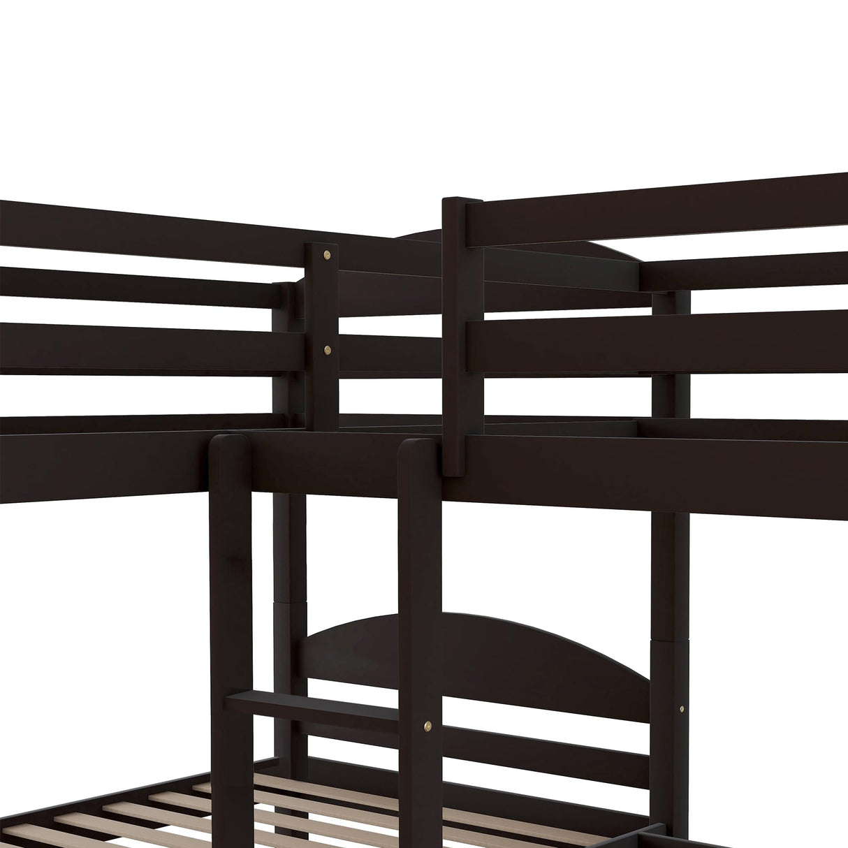 Harper & Bright Designs Twin L-Shaped Bunk Bed with Trundle, Can be Divided into Two L-Shaped Beds, No Spring Box Needed (Espresso) Harper & Bright Designs