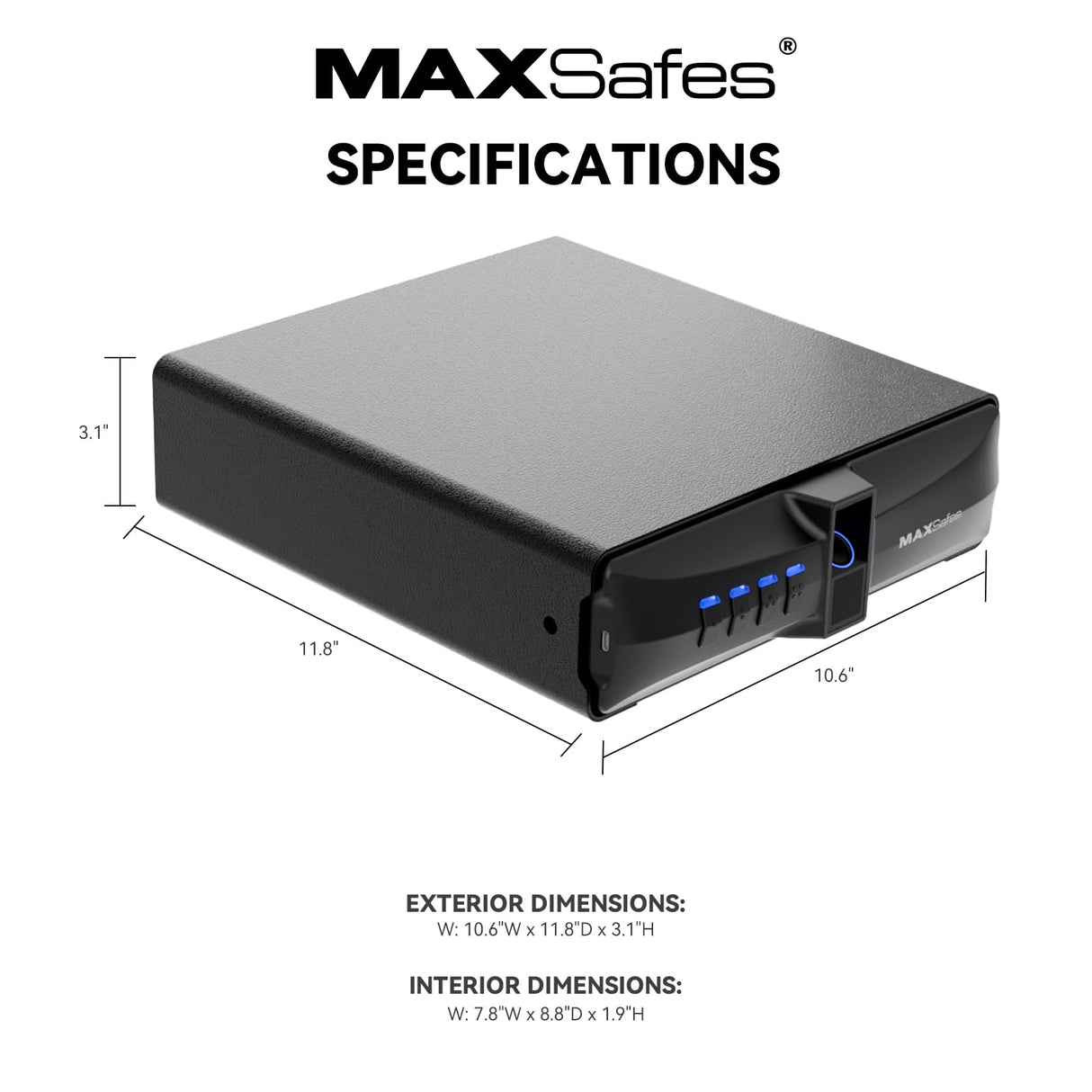 Drawer Safe with Super Biometric Finger Vein Recognition Lock for Two Pistols Storage Safe Quick Access with Biometric Fingerprint Under Desk Drawer Gun Safe for Home and Vehicle MAXSafes