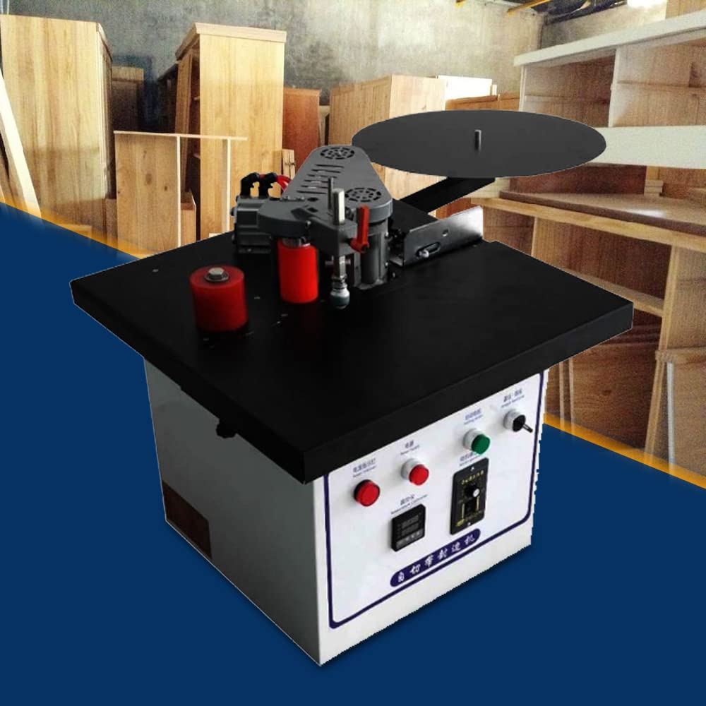 Woodworking Edge Banding Machine, 110V 1200W 1000ML 2-6M/Min Self Cutting Double Gluing Edge Machine Portable Double-sided Coating Curve Straight line for Decoration Industry GOSHET