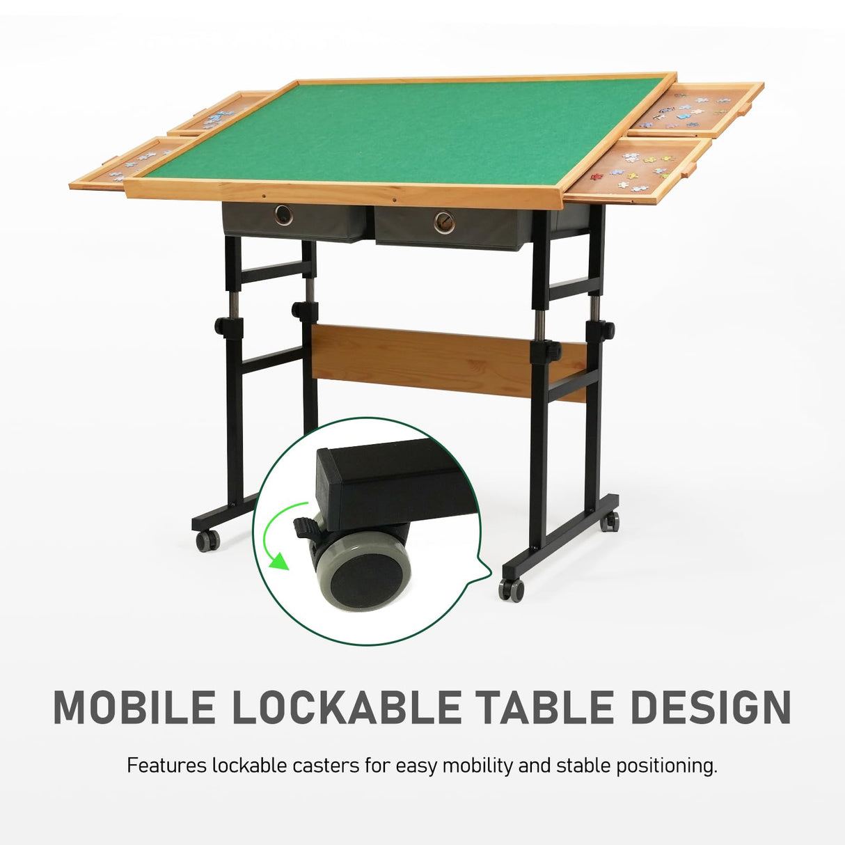 BuilderButler Puzzle Table with Wheels, for 1500 Pieces with Drawers and Cover, 35.4"x26.4" Adjustable Height & 45° Tilting, Puzzle Board for Adults BuilderButler