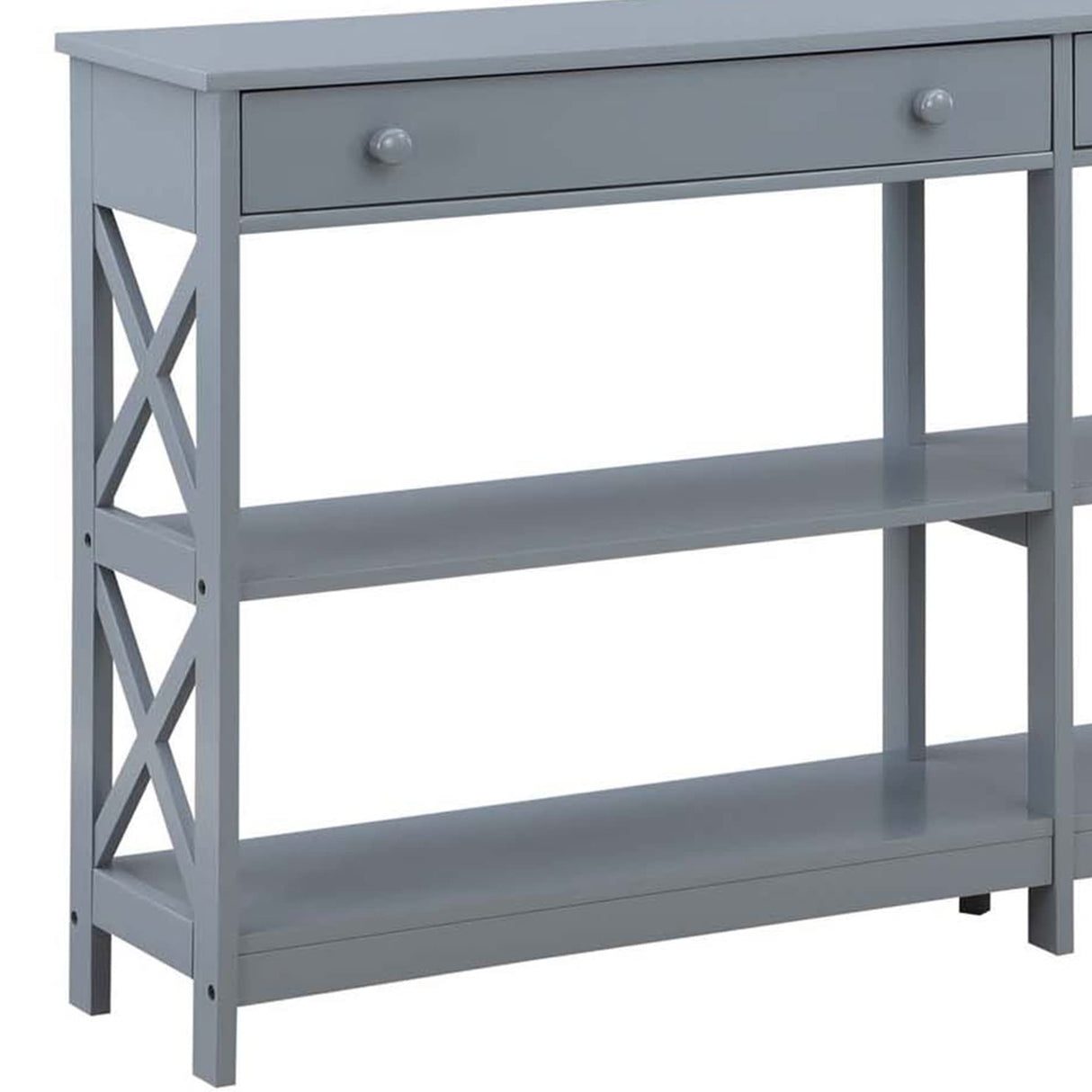 Convenience Concepts Oxford 2-Drawer Console Table with Shelves, 60", Gray Convenience Concepts