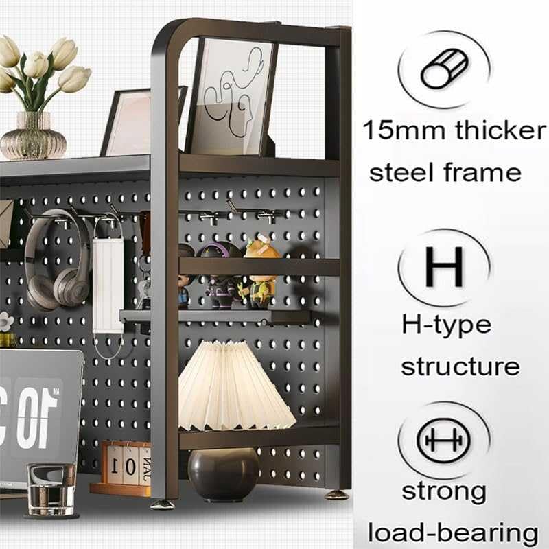 FUYAO 3 Tier Metal Hutch Bookcase Organizer, Sturdy Desktop Bookshelf for Office Desk, Countertop Hutch Display Shelf for Home Dorm Computer Desk FUYAO