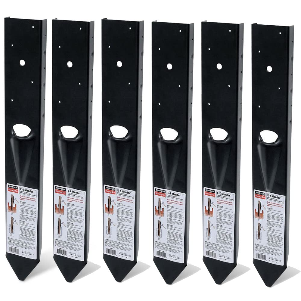 Simpson Strong-Tie FPBM44E-6PK - Black Powder-Coated 12ga E-Z Mender for 4X4 Post, 6ct Simpson Strong-Tie