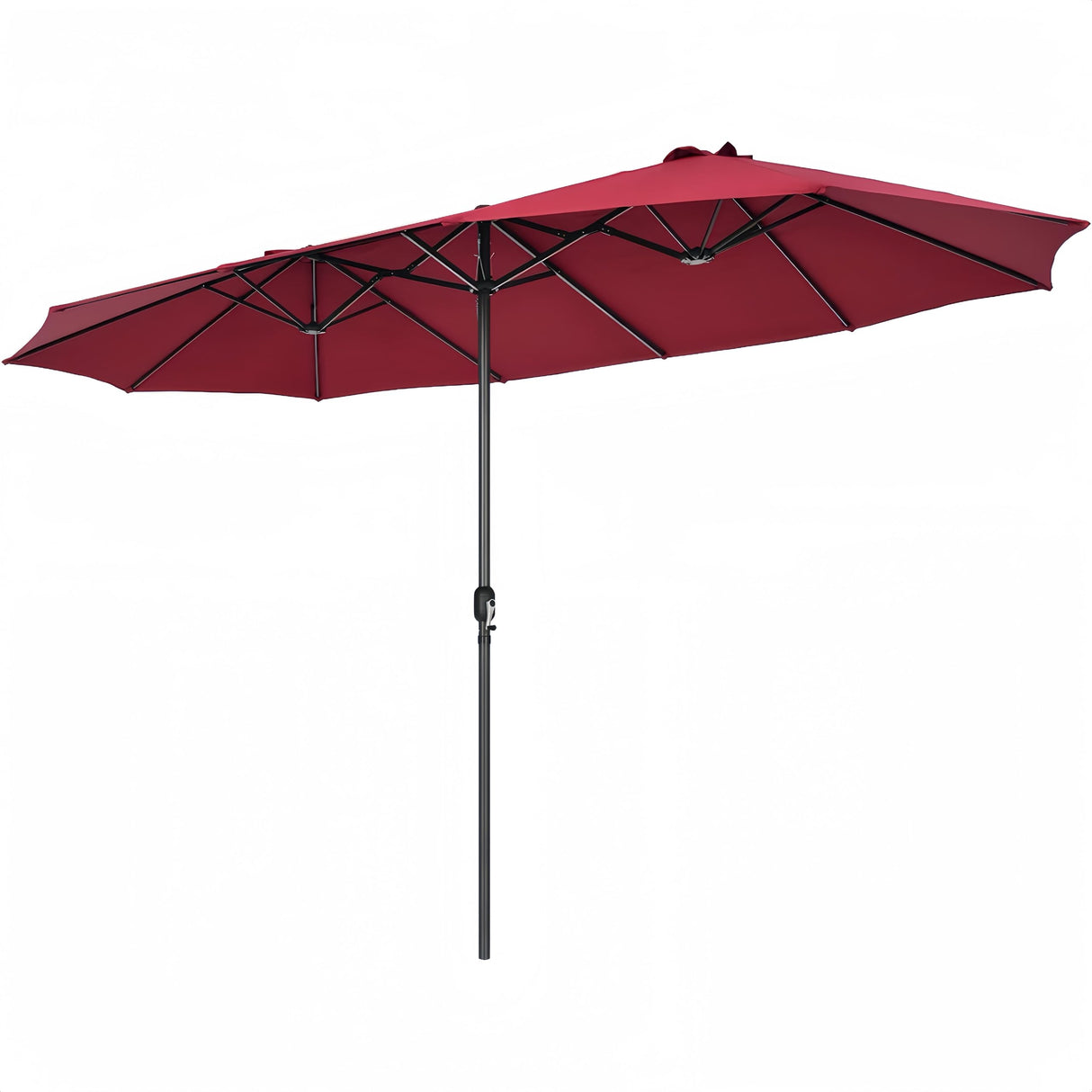 VOOYA HOME 15ft Large Patio Umbrellas Base NOT Included, Outdoor Double-Sided Umbrella with Crank Handle, UV Protective for Pool, Lawn Garden, Backyard (Pole Diameter 1.9 inch) Red VOOYA HOME