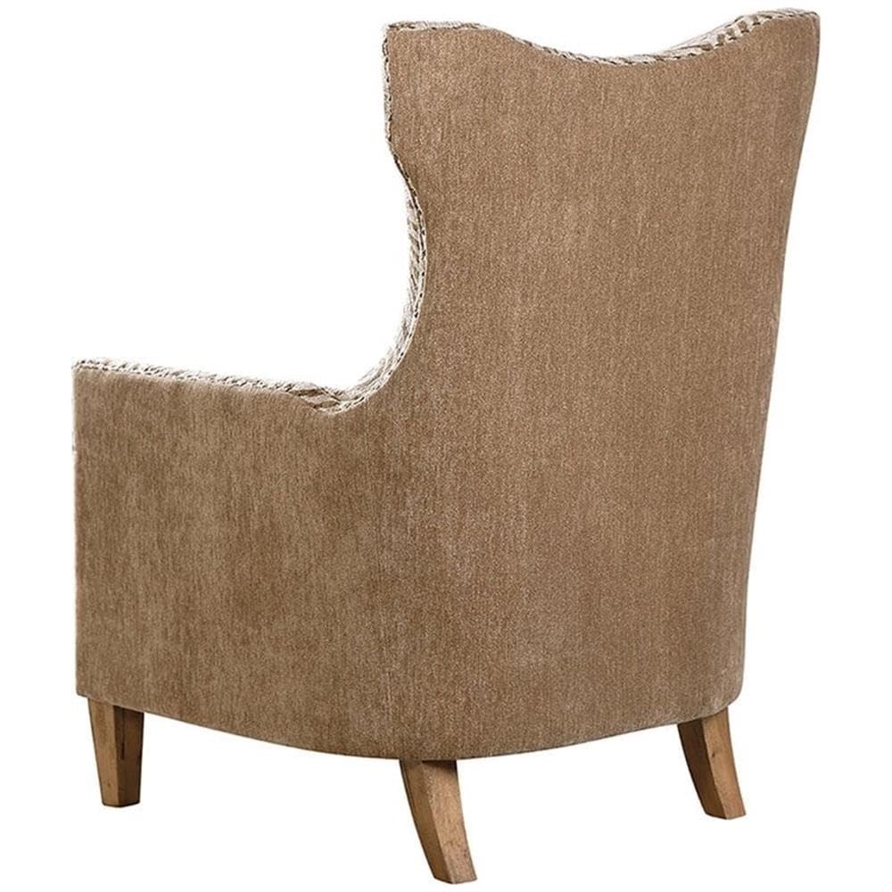 BOWERY HILL Traditional Fabric/Wood Animal Pattern Armchair in Brown BOWERY HILL