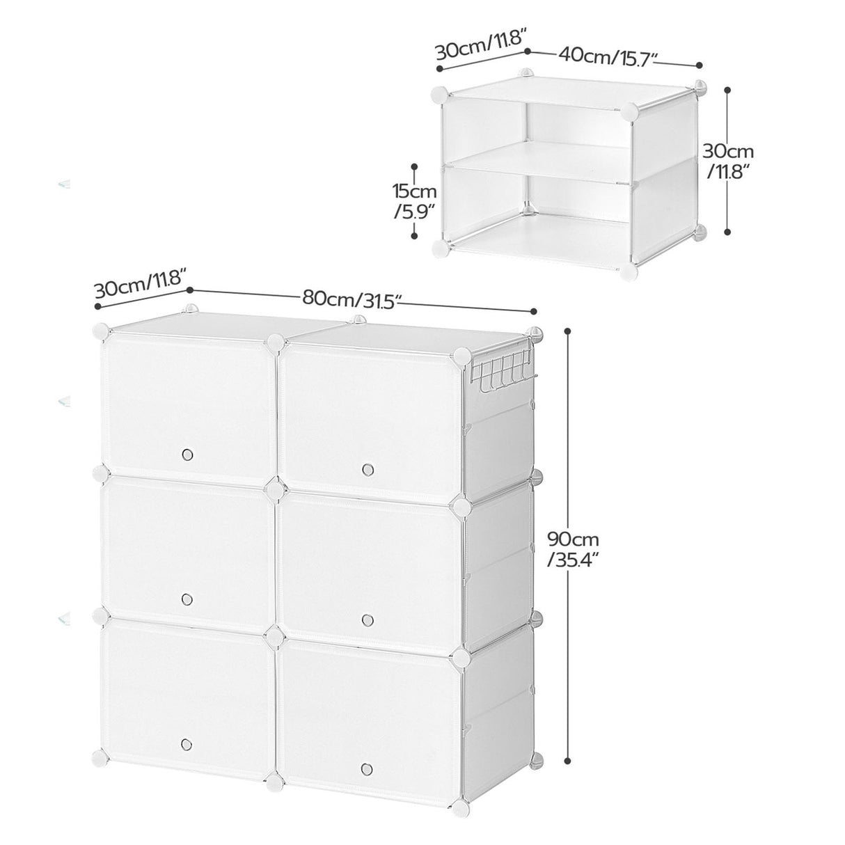 HOOBRO Shoe Rack, 6 Cubes Shoe Organizer with Doors, Plastic Panel Shoe Storage Cabinet for 24 Pairs of Shoes, for Closet, Entryway, Hallway, White WT26SC01G1 HOOBRO