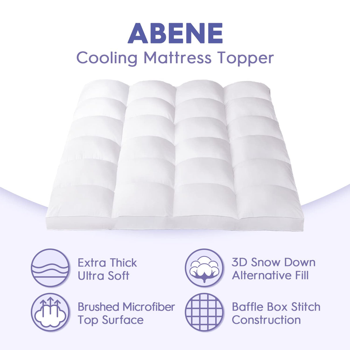 ABENE Twin Size Mattress Topper for Back Pain Relief, Extra Thick Mattress Pad Pillowtop, Soft Plush Mattress Cover Bed Topper with Deep Pocket, Overfilled Down Alternative Filling, White ABENE
