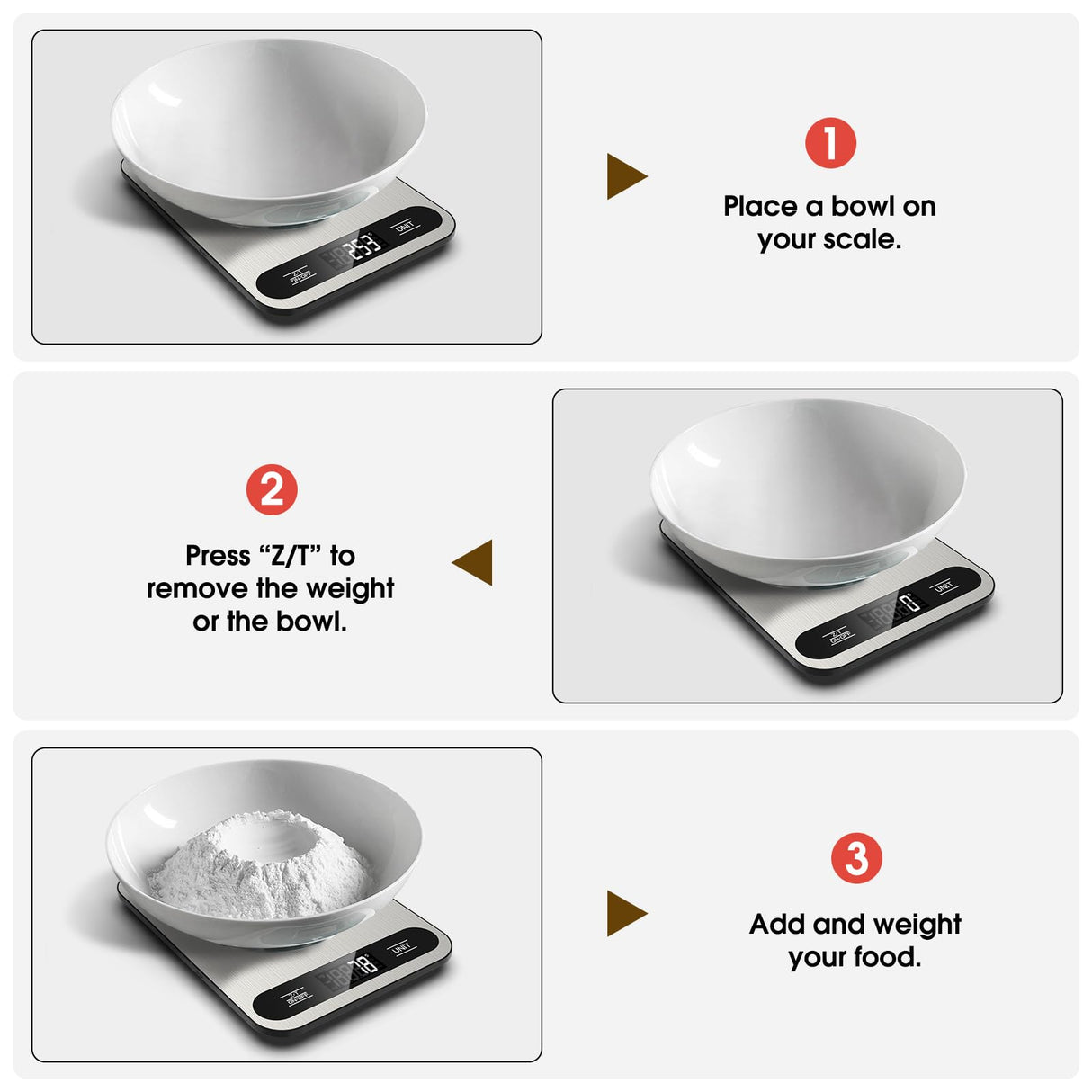 Mik-Nana Food Scale, 22lb Digital Kitchen Scale with 6 Units Tare Function & LCD Display, Stainless Steel Weight Grams and Ounces for Baking, Cooking and Meal Prep (Batteries Included) Mik-Nana