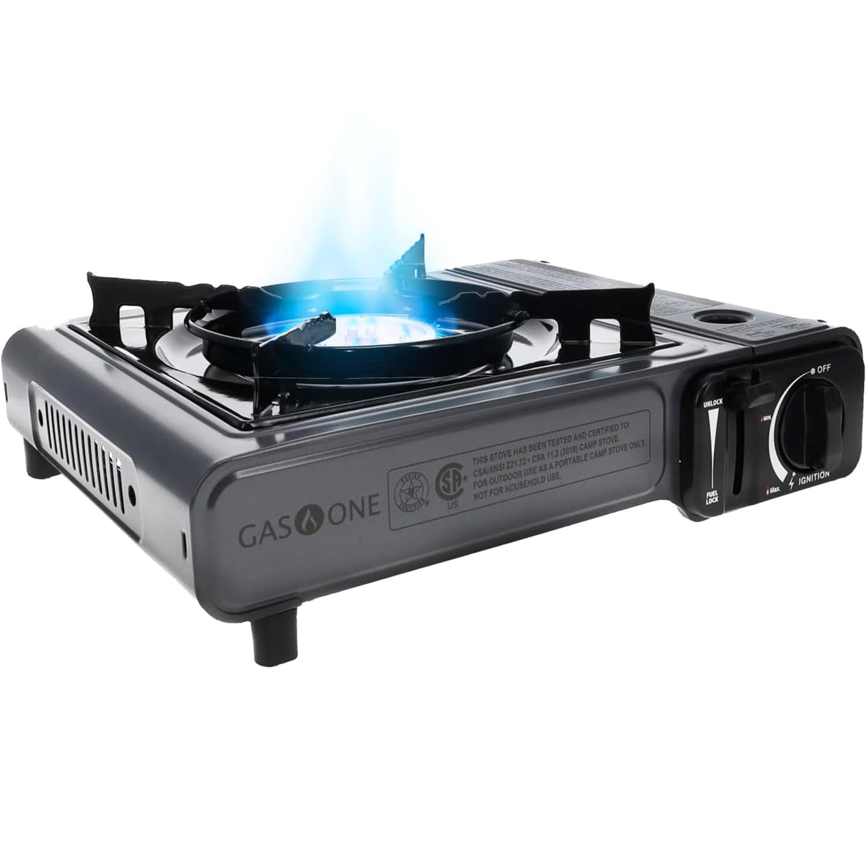Gas One Portable Butane Camping Stove with Case: Automatic Ignition, Precise Heat Control - Camping & Tailgating and Outdoor Cooking Gas One