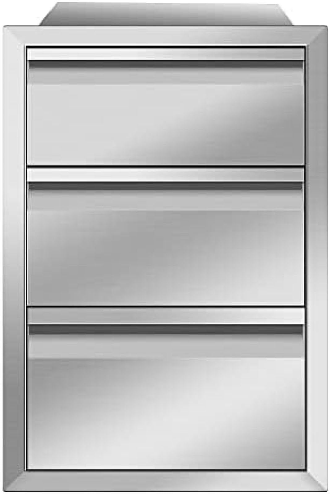 Outdoor Kitchen Drawer Stainless Steel BBQ Triple Drawer Flush Mount for Outdoor Kitchen Island,-14W X 21H X 23D Inch WoodArtSupply