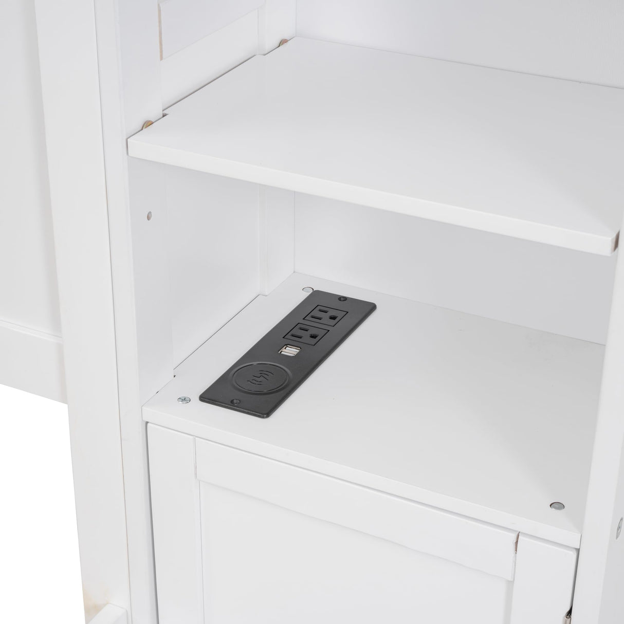 Queen Storage Bed with Bookcase Headboard, Queen Size Platform Bed with Trundle and 2 Storage Drawers, Solid Wood Queen Size Bed Frame with Cabinet and Shelf, No Box Spring Needed (White) Harper & Bright Designs