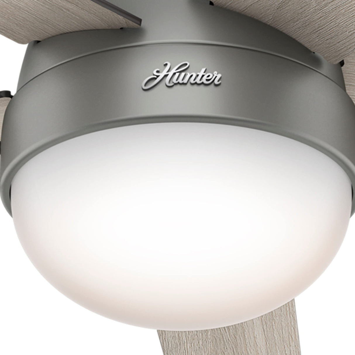 Hunter 59270 Anslee Indoor Low Profile Ceiling Fan with LED Light and Pull Chain Control, 46", Matte Silver Finish Hunter