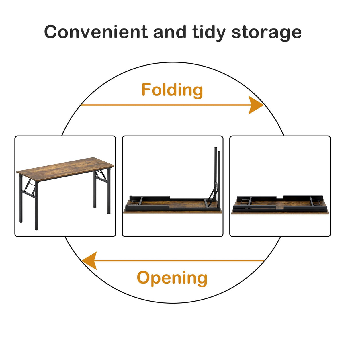 Need Home Office Desk Large Computer Desk 60 inch Sturdy Table Foldable Desk Gaming Computer Table No Assembly Required, Rustic Brown&Black Frame AC5FB(152.4 * 60) Need