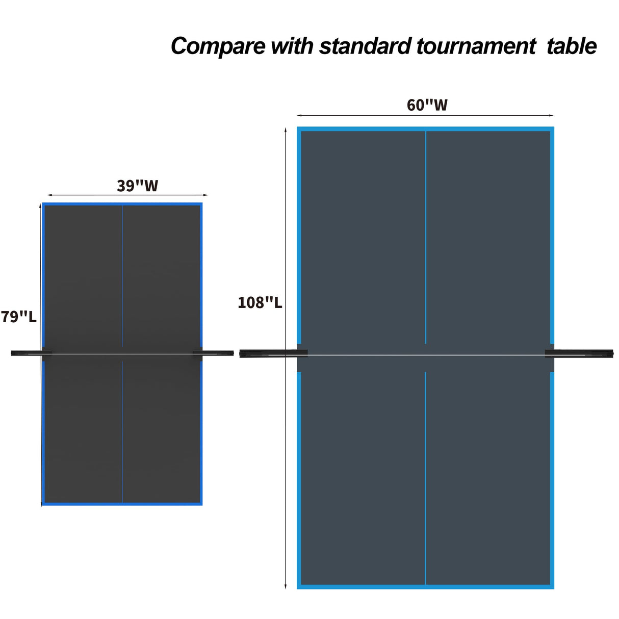 MOOTHLION Mid Size Indoor Table Tennis Table with Quick Clamp Ping Pong Net and Post, Foldable Indoor Pingpong Table Black and Blue MOOTHLION