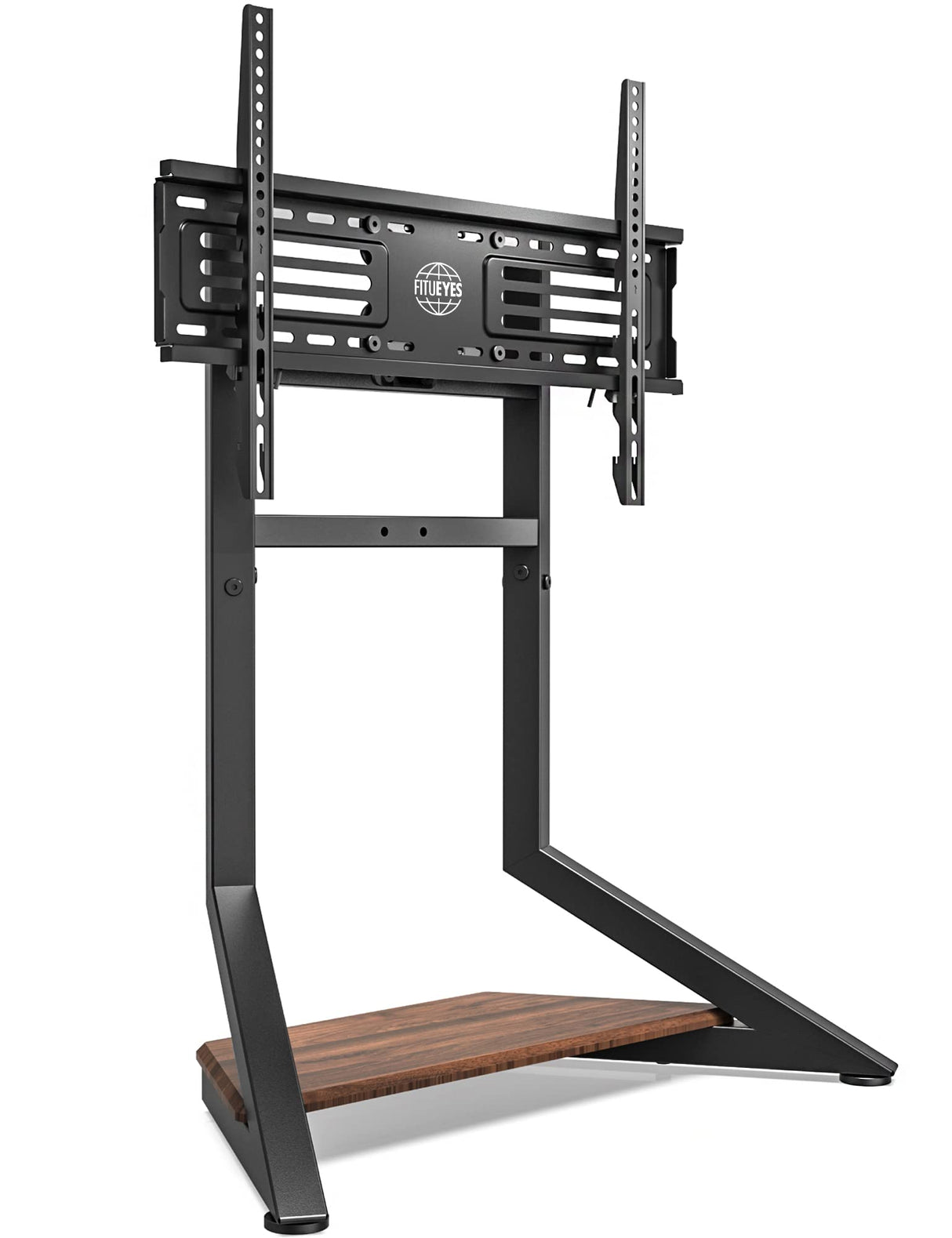 FITUEYES DESIGN Universal Tabletop TV Stand for 55-86 inch TV LCD LED, Modern TV Stand Height Adjustable with Wooden Base, Eiffel Series TV Mount Stand FITUEYES
