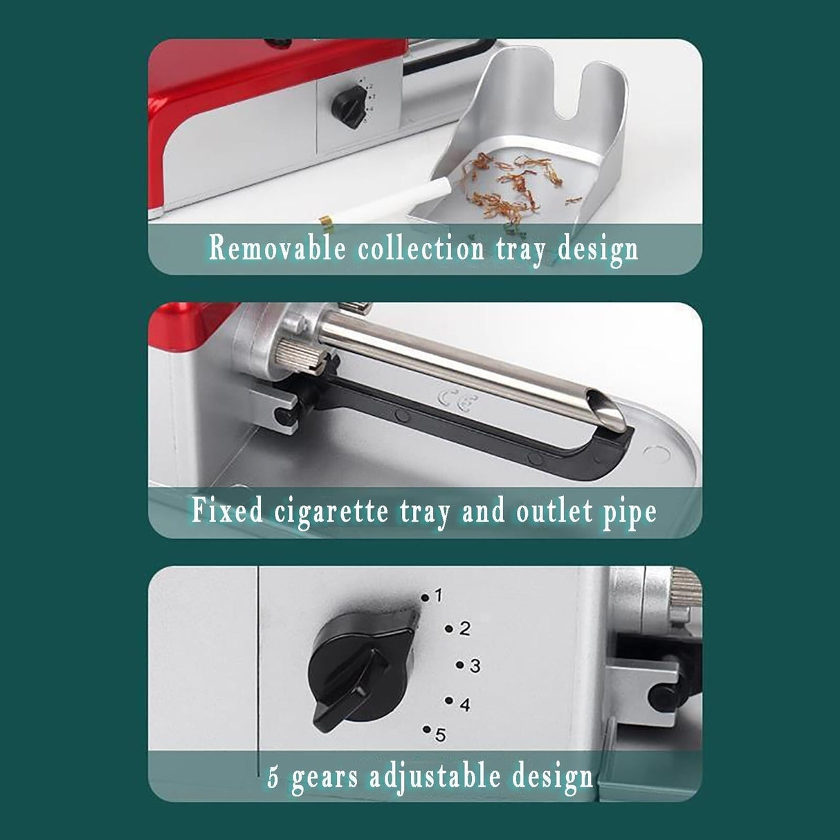 ZIJINGM Fully Automatic Electric Cigarette Rolling Machine, 5.5/6.5/8.0MM Universal Type, 5 Levels of Tightness Adjustment, Anti-Splash Design ZIJINGM