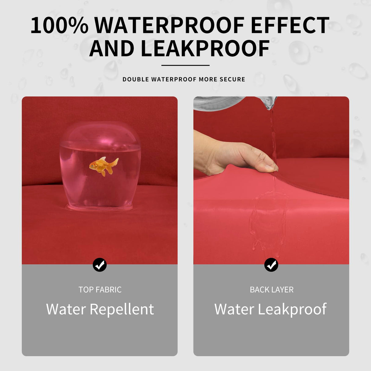 Easy-Going 4 Pieces 100% Dual Waterproof Recliner Cover Stretch Soft Couch Cover for Dogs, Sofa Slipcover for Recliner Couch Leakproof Furniture Protector for Kids Christmas Red Easy-Going