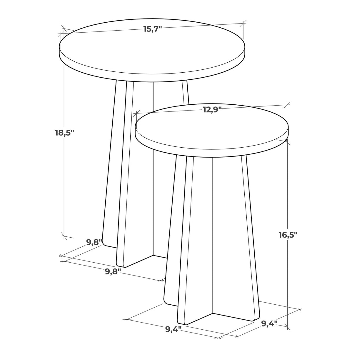 Travertine Efect Round Nesting Coffee Table Set of 2 Modern Coffee Table Small Side Table End Table for Living Room noadre