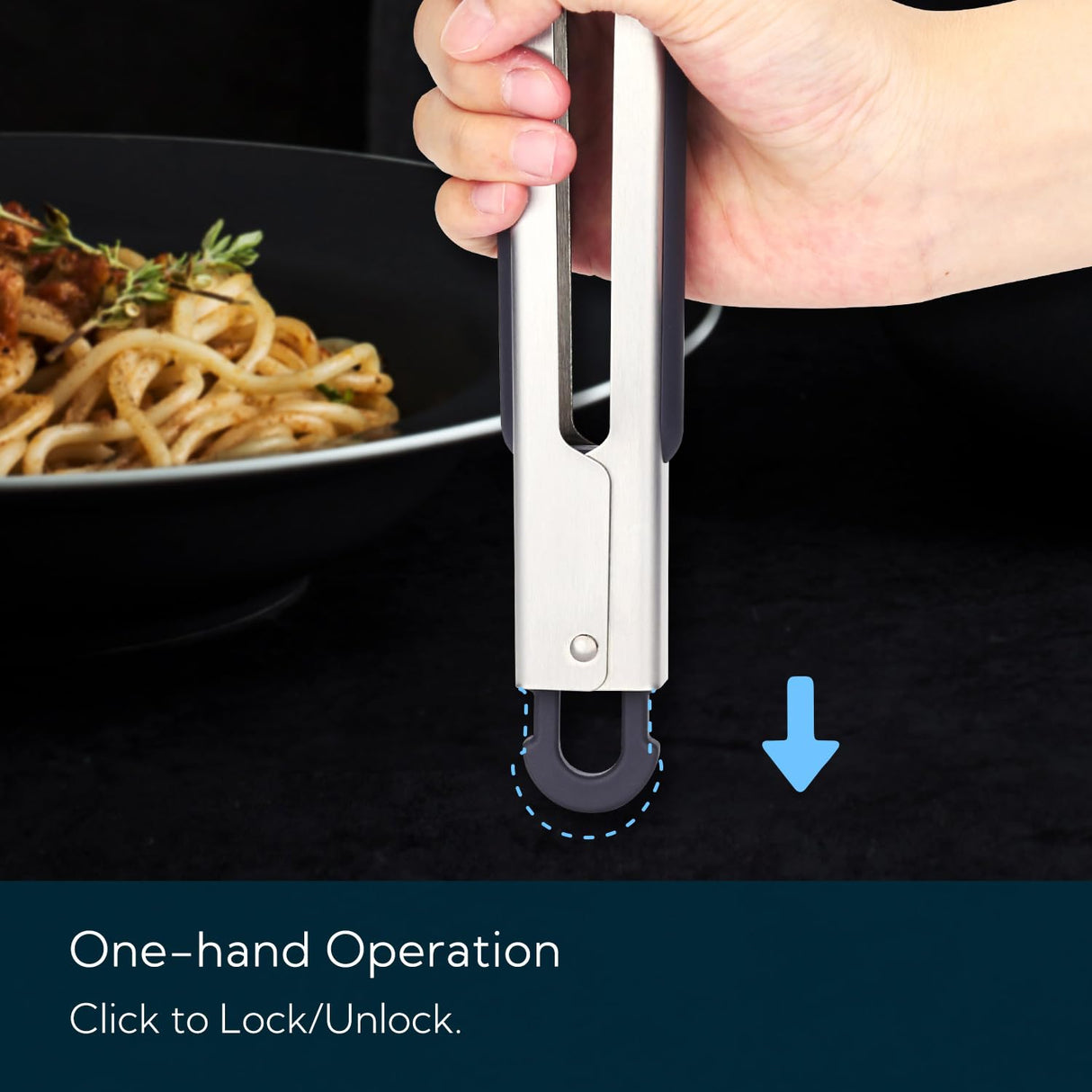 KITCHENDAO Tongs for Cooking with Silicone Tips 12 Inch, One-handed for Convenience, Soft-touch Handle, Silicone Tipped Stainless Steel Kitchen Food Grill BBQ Tongs for Non-stick Cookware Air Fryer KITCHENDAO