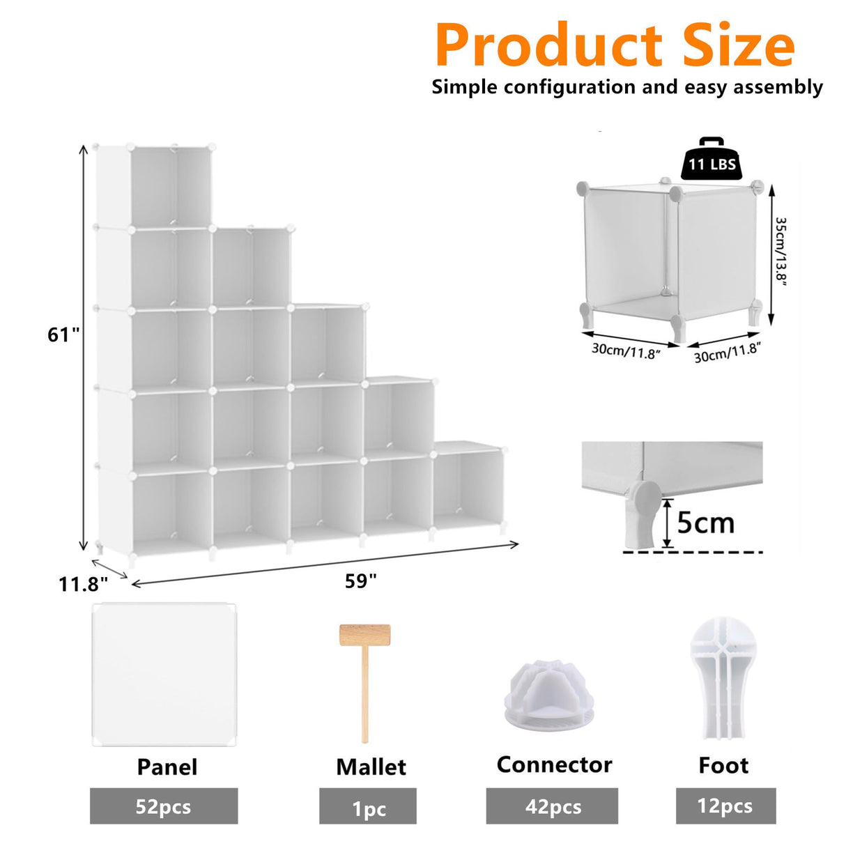 AWTATOS Cube Storage Organizer, 16 Cube Closet Organizer, Stackable Storage Cube Shelves, DIY Portable Closet Clothes Organizer Shelving for Bedroom, Closet, Wardrobe, Bathroom, White AWTATOS