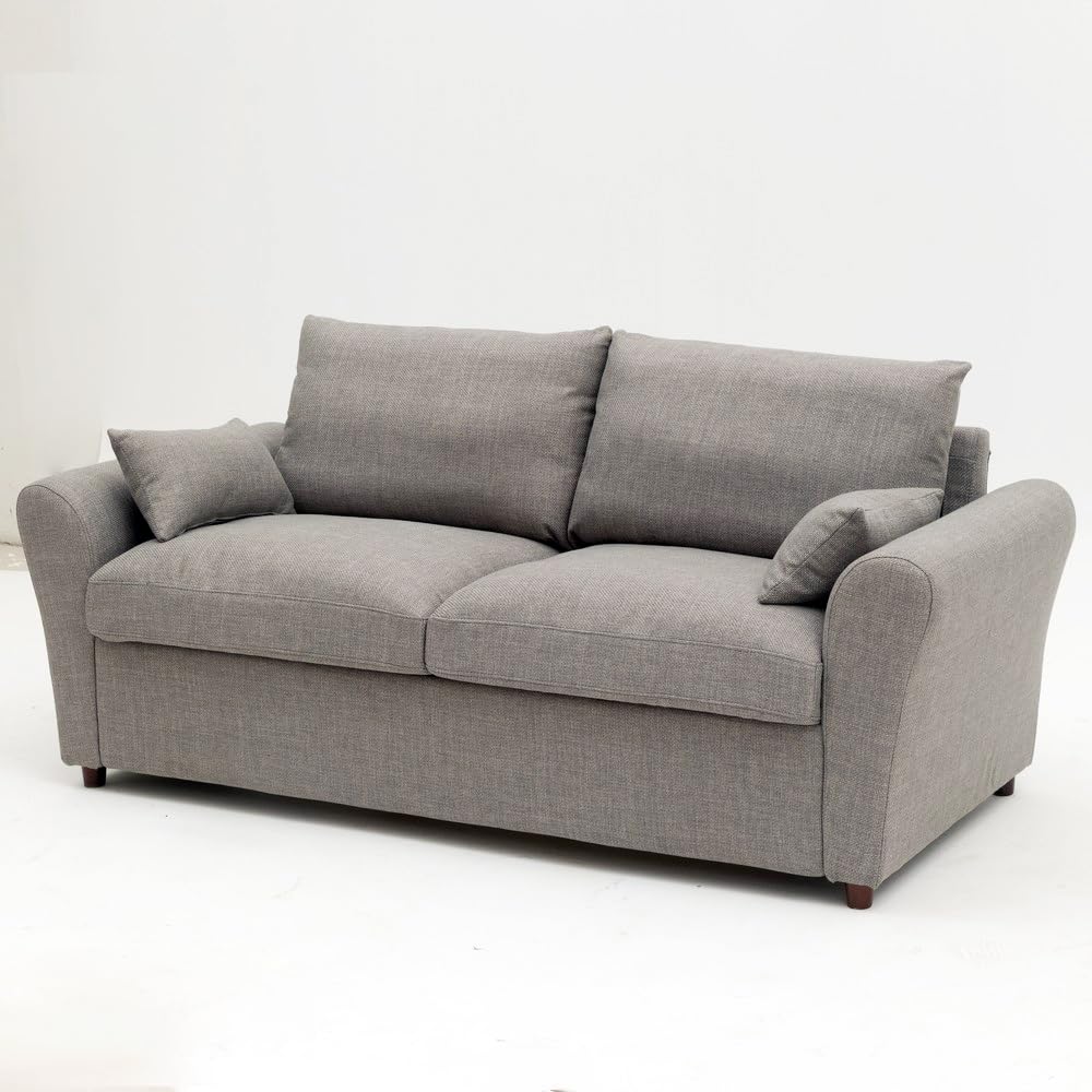 Panana Modern 2 Seater Loveseat Sofa Couch with Storage, Dark Grey or Light Color, Choice of Curved, Sock or Track Arm Design (Light Gray, 3 Seater - Track Arms) Panana