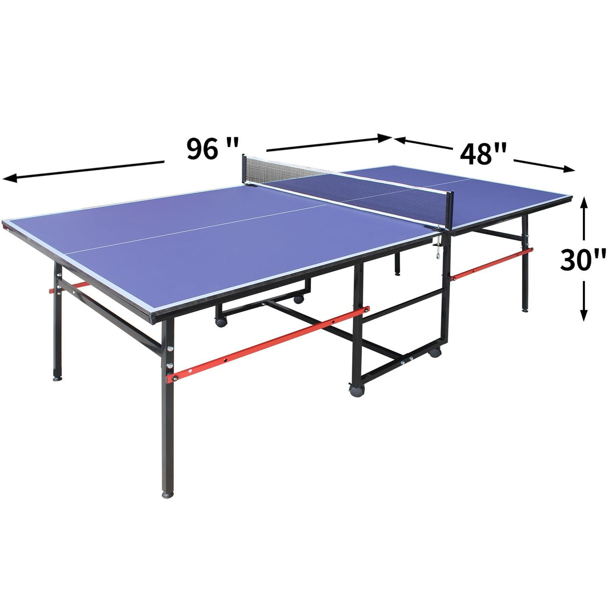 Professional Table Tennis Table, Foldable Ping Pong Game Set for Indoor, 8FT 9FT Single Player Playback Mode Ping Pong Table with Net and Post Set, 2 Paddles and 3 Balls (Blue-8FT) Generic