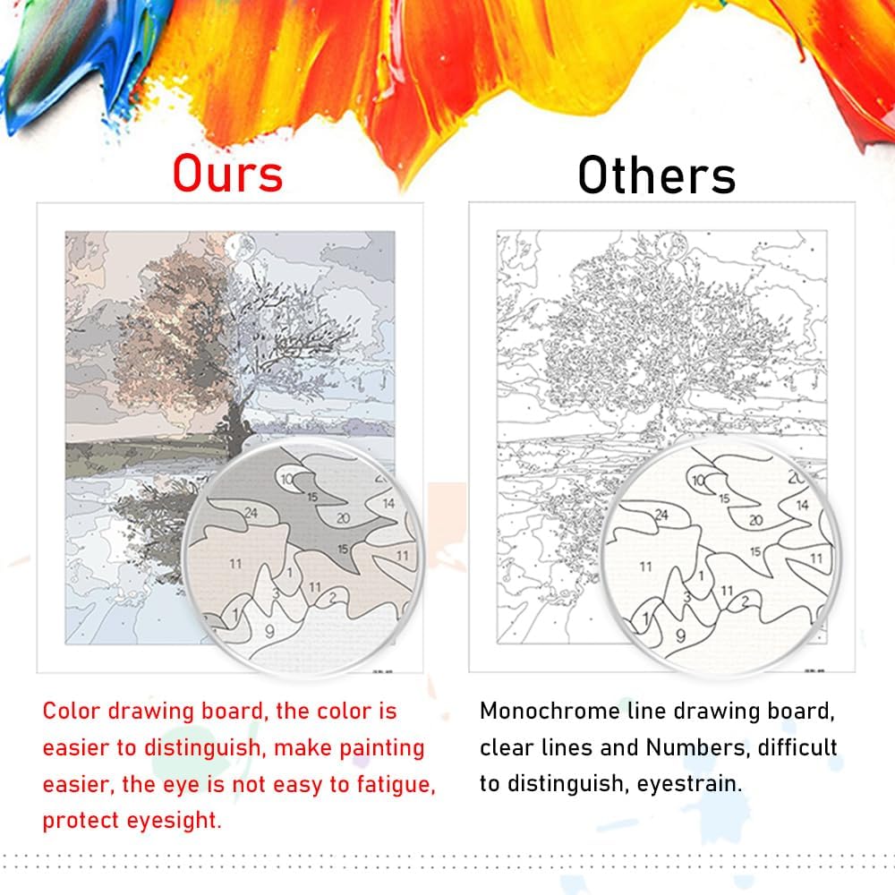 Amphol Paint by Numbers Kit for Adults, Scenery Paint by Numbers on Canvas for Beginners, Acrylic Easy Painting Number Kits for Gift Decor - 16x20 Inch Amphol