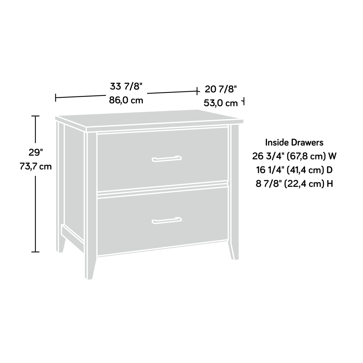 Sauder Summit Station 2-Drawer Lateral File Cabinet, L: 33.86" x W: 20.87" x H: 29.02", Laurel Oak Sauder