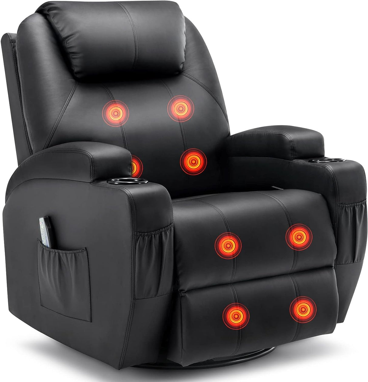 Korser Recliner Chair, Rocking Chair with Massage and Heat, 360° Swivel Recliner Chairs for Adults, Rocker Manual Recliner with Remote Control and Cup Holder for Living Room, Bedroom, Nursery Korser
