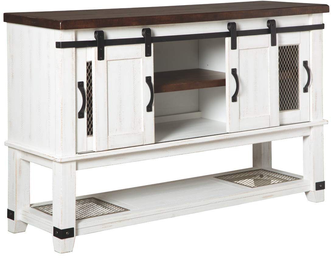 Signature Design by Ashley Valebeck Farmhouse Dining Room Server or Buffet, White & Brown Signature Design by Ashley