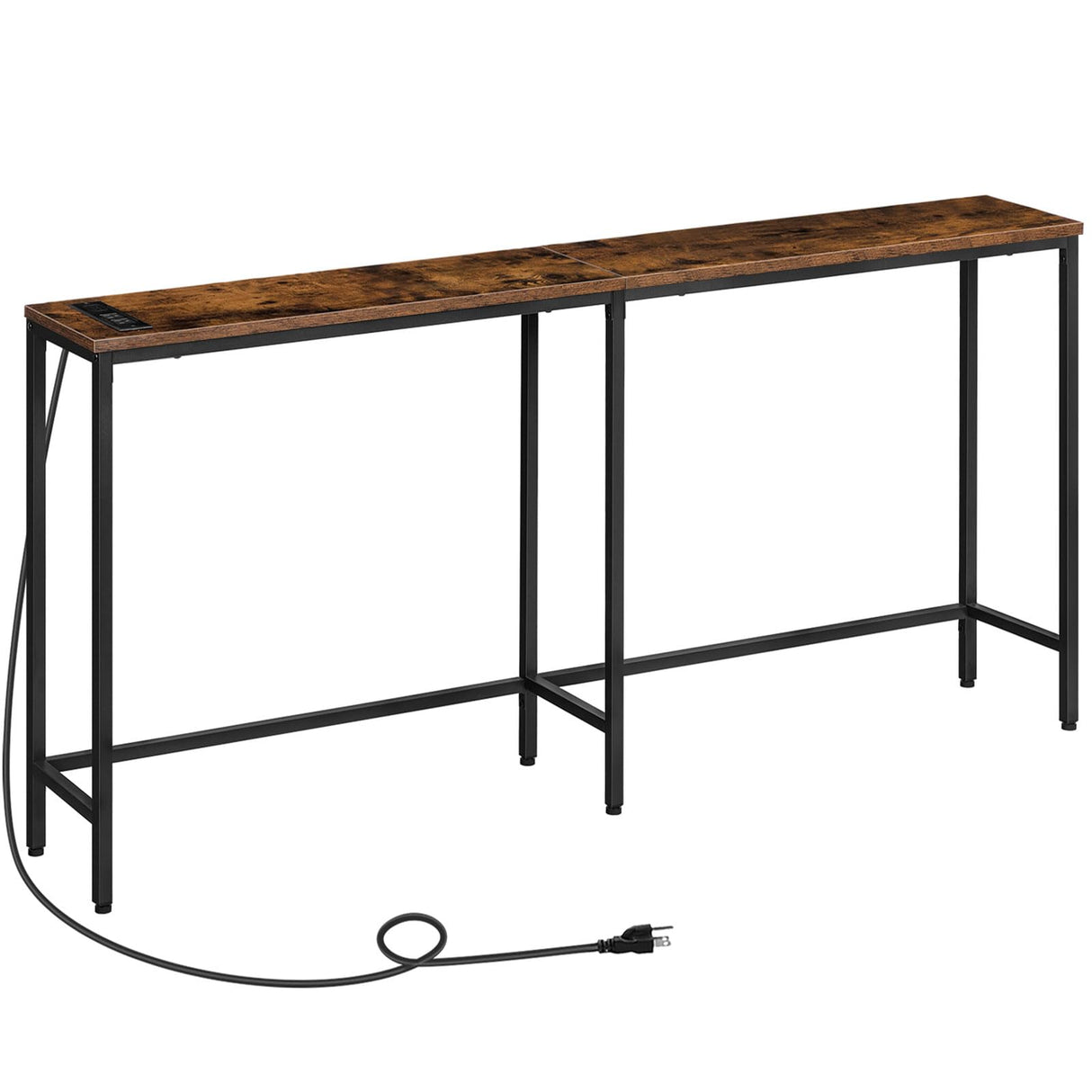 HOOBRO 70.9 Inches Console Table with 2 Power Outlets and 2 USB Ports, Extra Long Entryway Table with Charging Station, Narrow Sofa Table Behind Couch, Hallway, Living Room, Rustic Brown BF1801XG01G2 HOOBRO