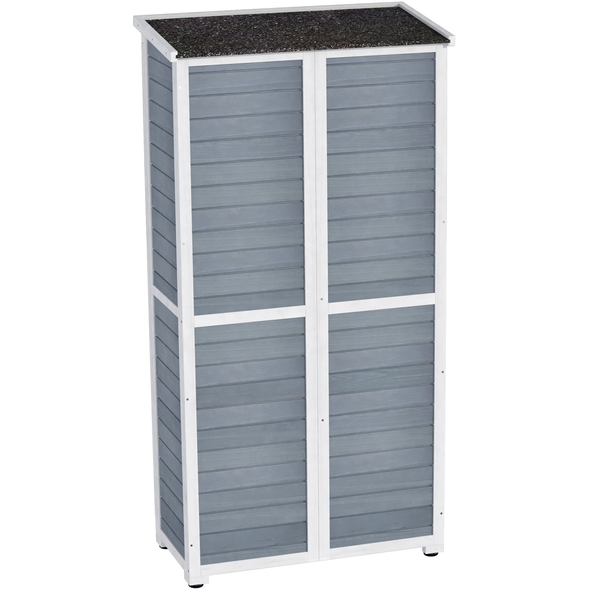 GDLF Outdoor Storage Cabinet Wood & Metal Garden Shed with Waterproof Roof and Sturdy Lockable Doors 66" GDLF