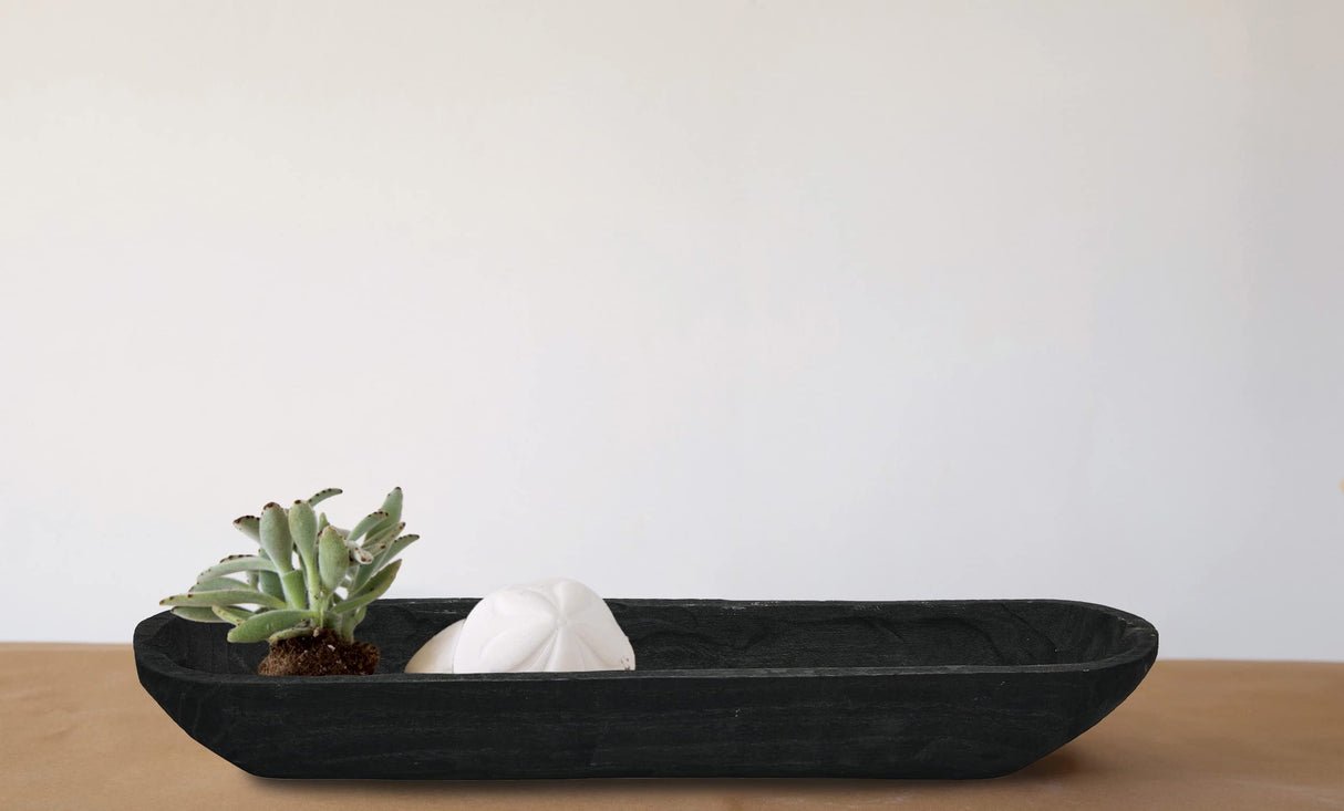 Creative Co-Op Decorative Paulownia Wood Bowl, Black Creative Co-Op