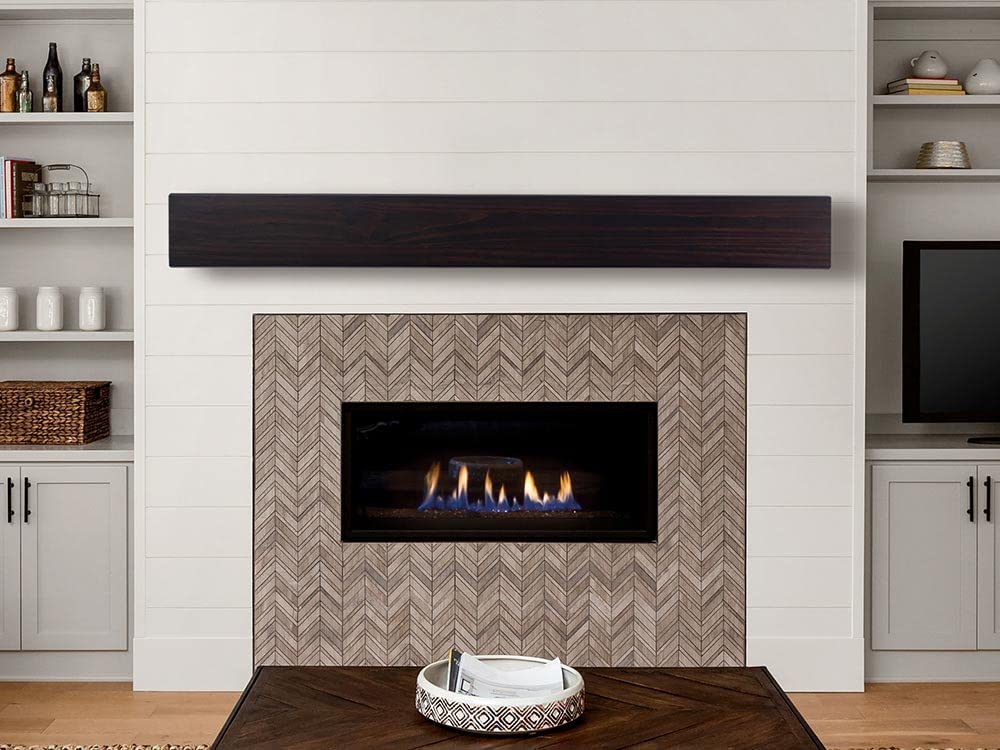 MANTELSDIRECT Houston Floating Wood Mantel Shelf with Hidden Storage Compartment - Coffee Bean 72 Inch | Beautiful Wooden Rustic Shelf for TV Remotes, Controllers, and Décor MANTELSDIRECT