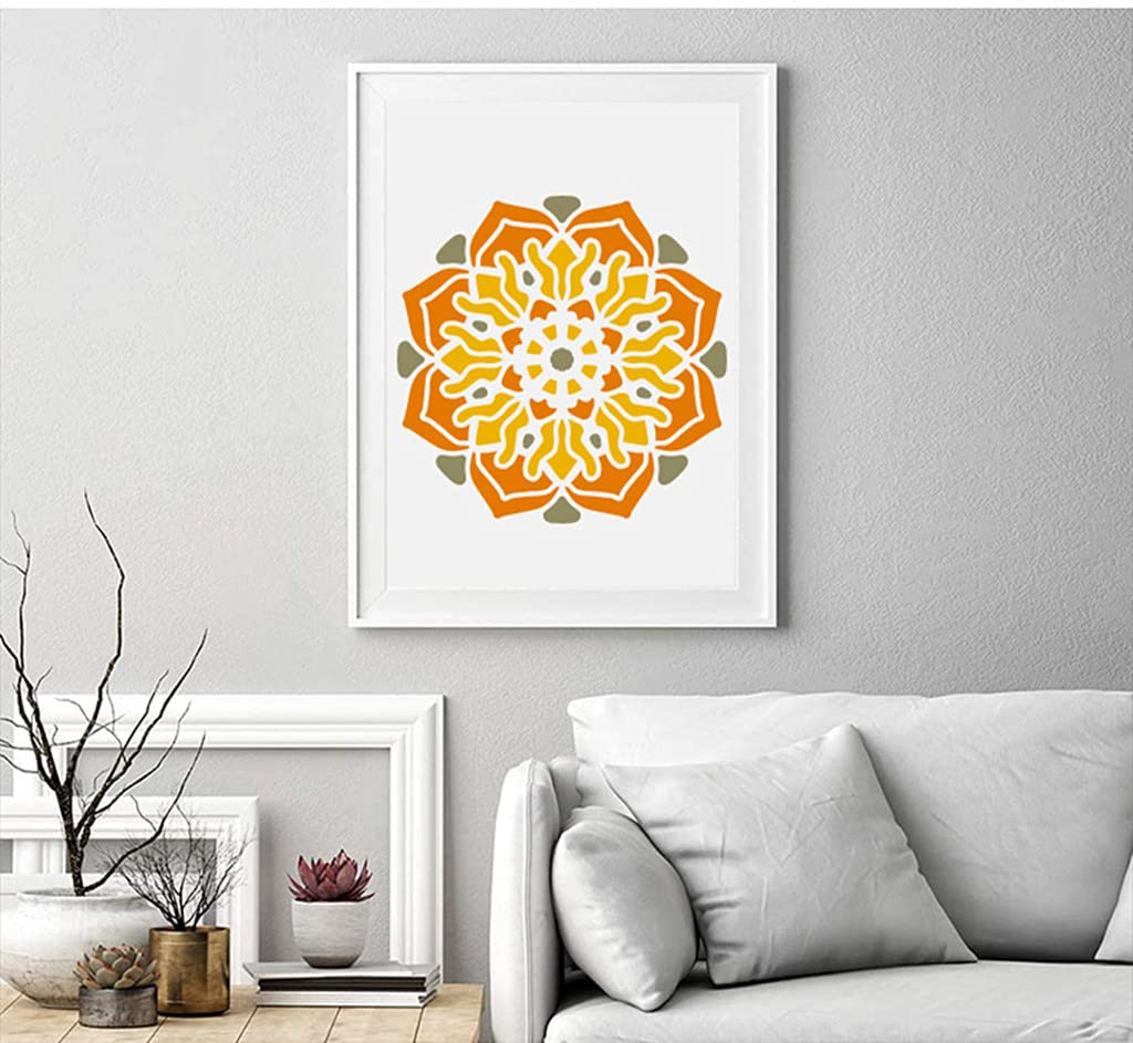 Kinteshun Mandala Painting Stencil Reusable Laser Cut Rock Painting Drawing Template Floor Wall Tile Fabric Furniture Stencils DIY Kit for Decoration (Small Size,5X5") Kinteshun