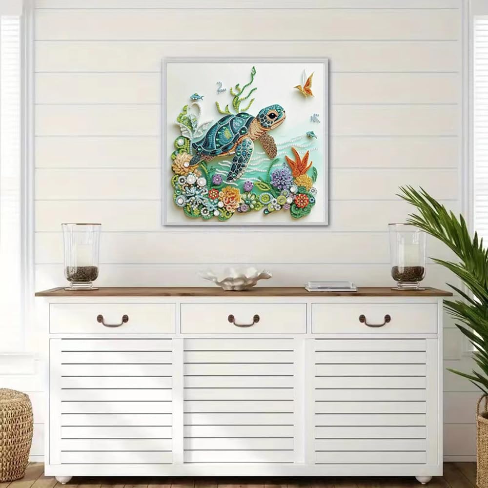 4Pack Diamond Painting Kits For Adults,Sea Turtle Special Shape Diamond Art Kits For Adults Beginners, DIY Diamond Crystal Rhinestones Gem Art Animal Octopus and Cat For Home Wall Decor 12 X 12Inch ZQEATRY