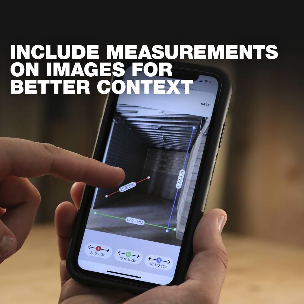 ToughBuilt - 165' Laser Distance Measurer, Bluetooth Laser Distance Measurer, Large Color Screen with viewfinder - (TB-H2-LM-165-BT) ToughBuilt