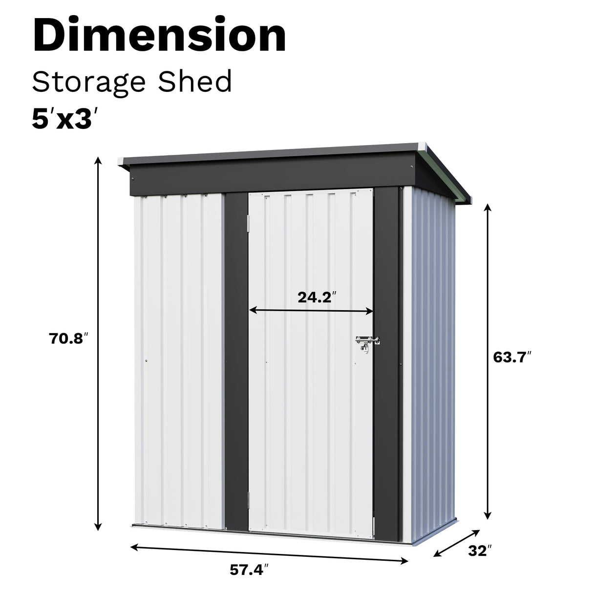 JUMMICO Metal Outdoor Storage Shed 5 x 3 FT Metal Shed with Lockable Door,Waterproof Garden Tool Shed Storage House for Backyard Patio Lawn,White JUMMICO