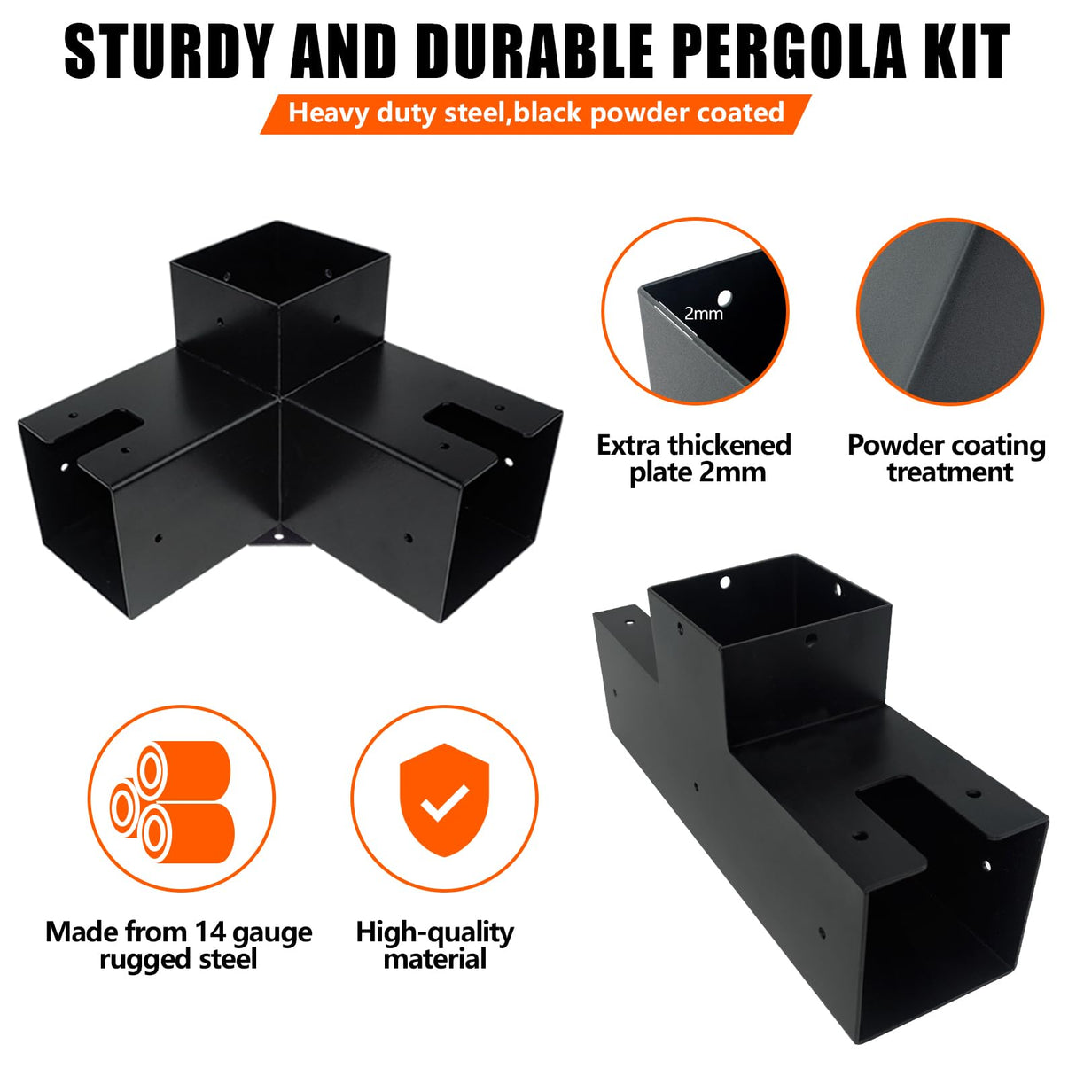 ITeVe.GD 3-Way Pergola Kit,3-Way Right Angle Corner & T-Shape Straight Pergola DIY Brackets for 4x4 (Actual:3.5"x3.5") Lumber for Patio Pergola,Log Cabin Gazebo W/Hardware - 6 Pack ITeVe.GD