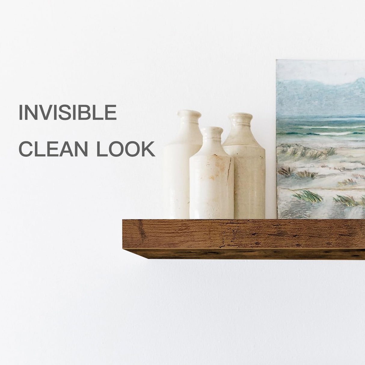 QEEIG Floating Shelf for Wall Bathroom Shelves Bedroom Kitchen Living Room Farmhouse Small Book Shelf 16 inch Set of 1, Brown (015-BN1) QEEIG