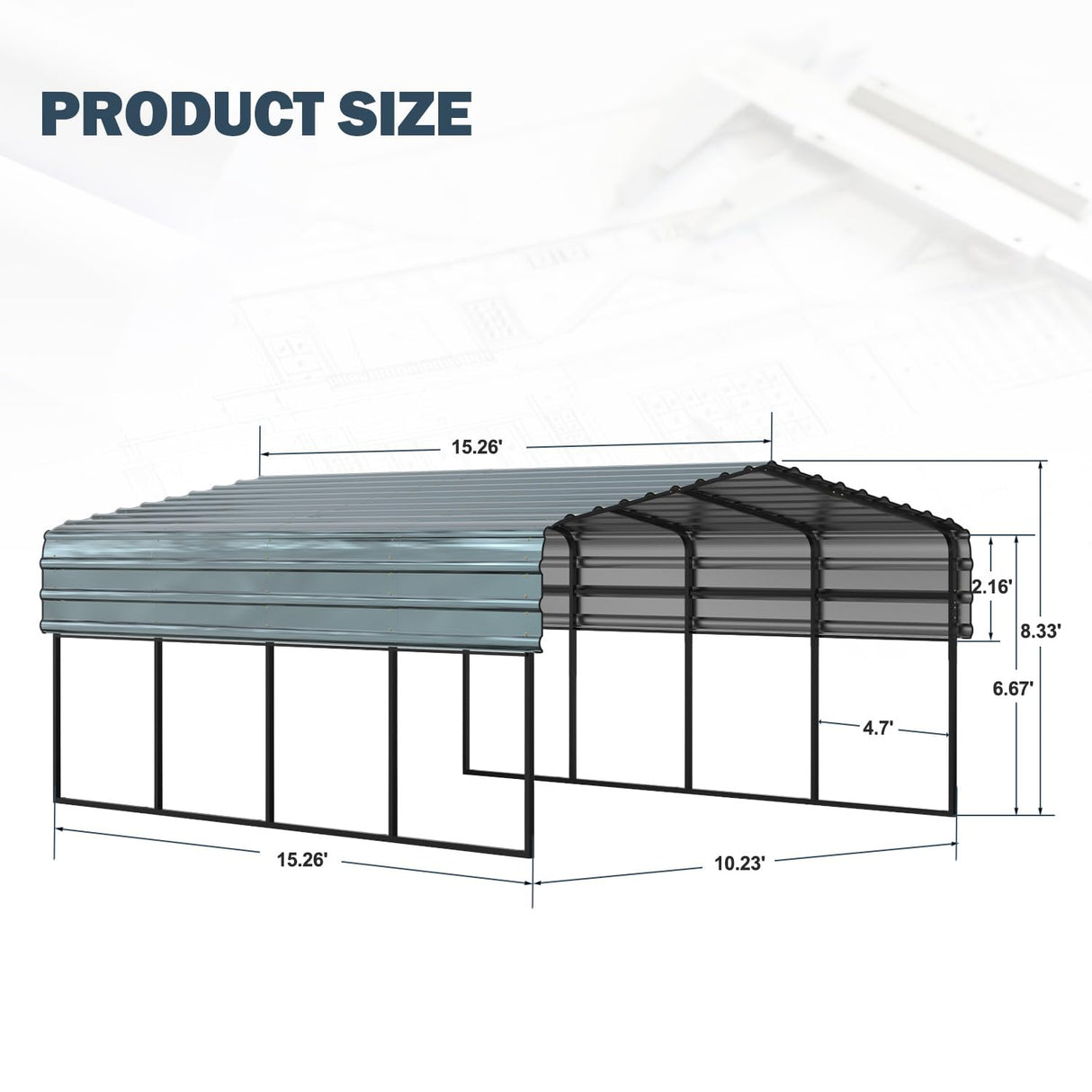 EROMMY 12x20 FT Metal Carport, 12' x 20' x 8.6' Heavy Duty Carport Canopy with Galvanized Metal Roof and Frame for Car, Boat, Pickup and Tractors EROMMY