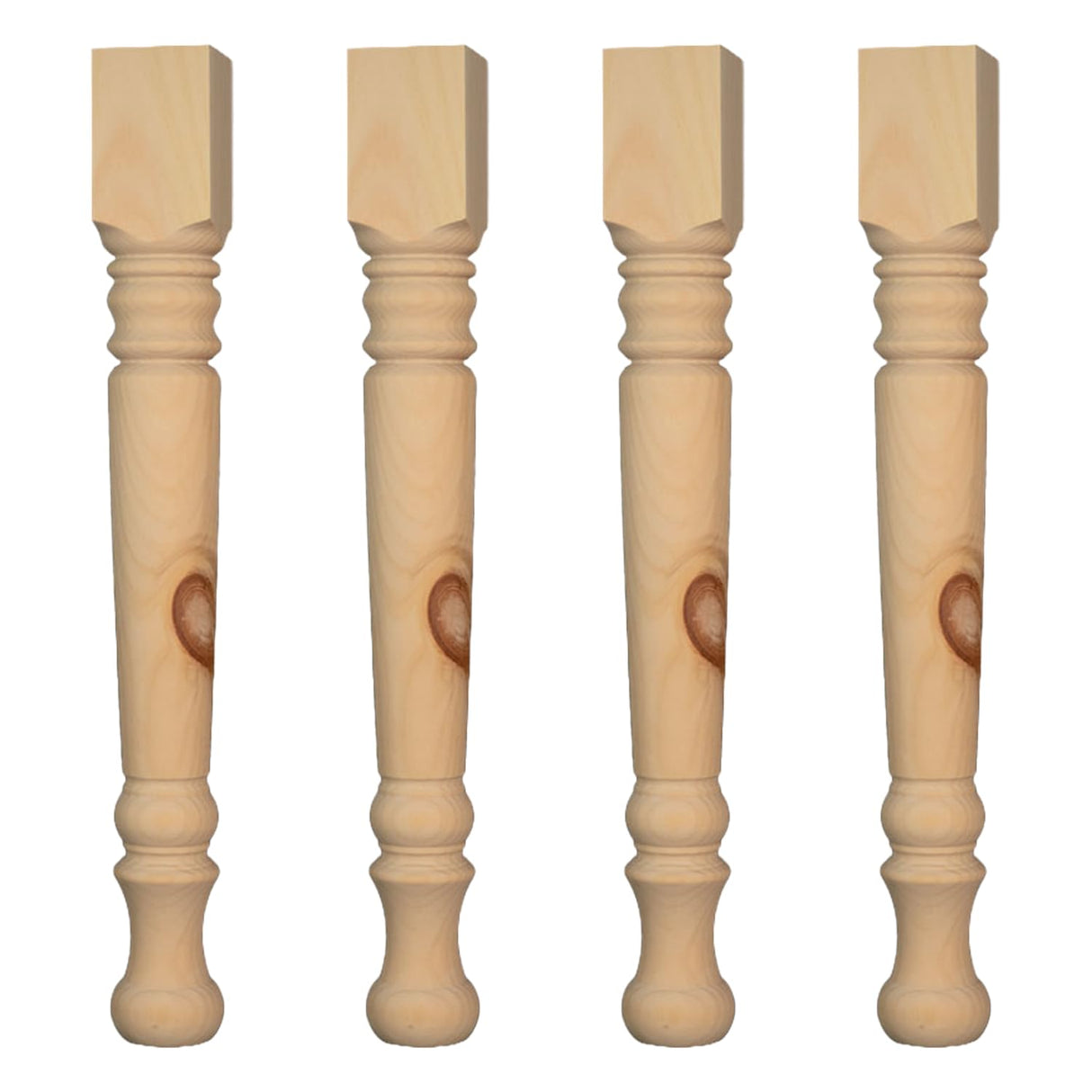 Osborne Husky Farm Dining Table Legs in Knotty Pine (Set of Four), Replacement Table Legs for Dining Table or Desk, Unfinished Wooden Posts, Sanded and Ready to be Stained Osborne Wood Products