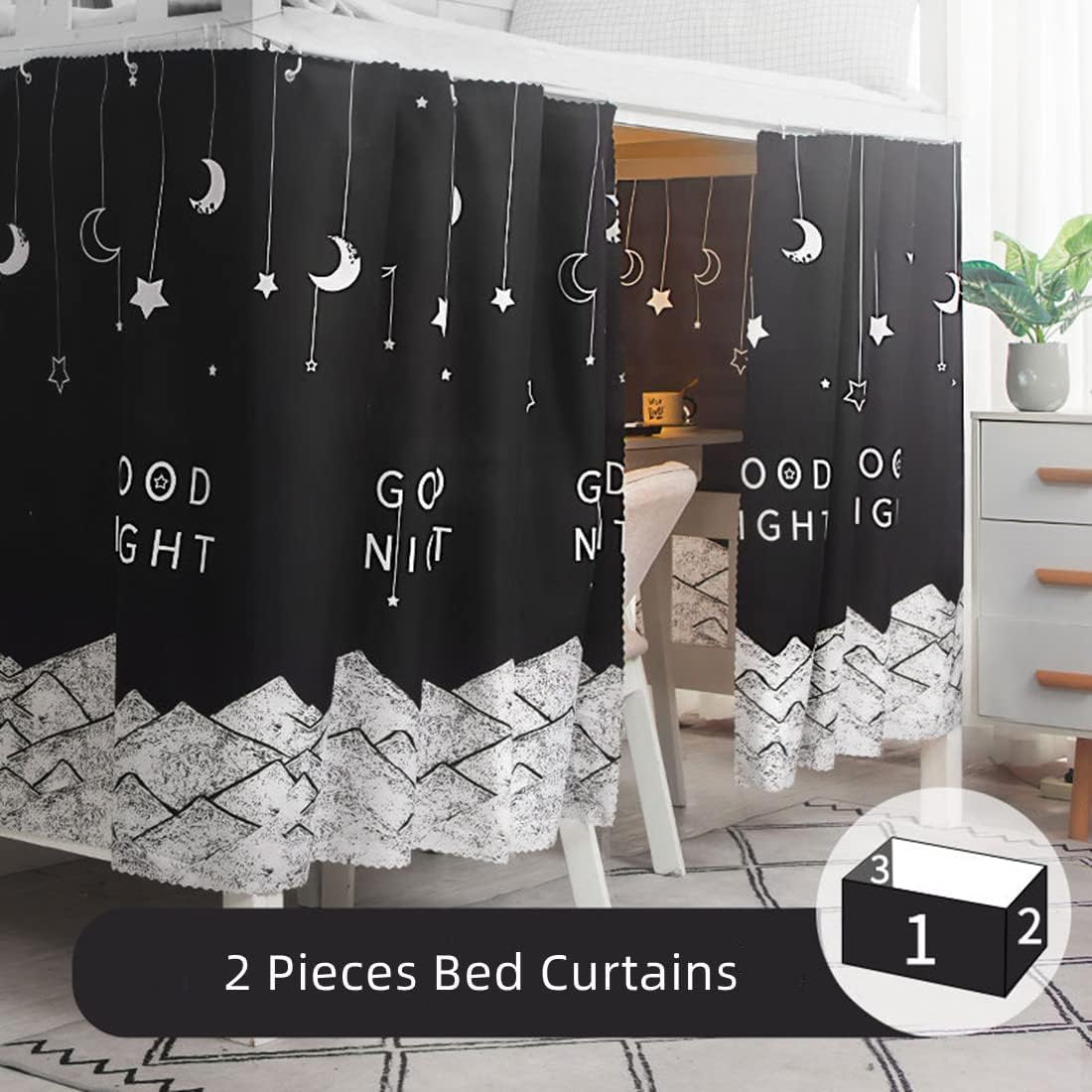 XGOPTS Bottom Bunk Bed Curtains Privacy Curtains Breathable Dustproof Single Bed Blackout Curtains Privacy Cloth Panels Underbed Loft Bed Canopy Tent Curtain Shading Drapes for Dorm XGOPTS
