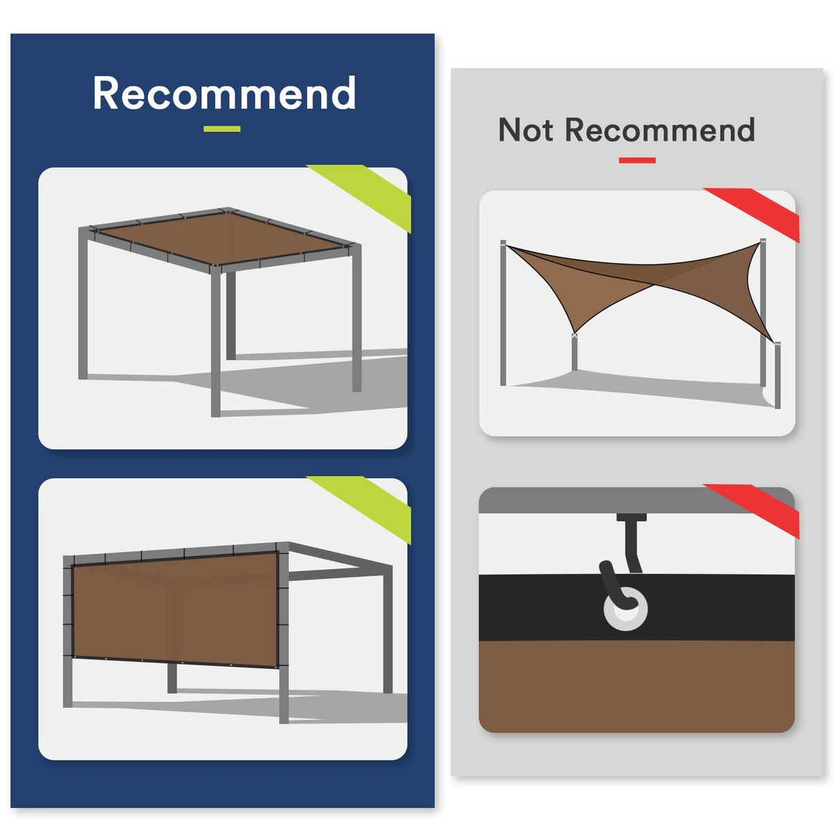 VICLLAX 90% Shade Fabric Sun Shade Cloth Privacy Screen with Reinforced Grommets for Outdoor Patio Garden Pergola Cover Canopy 10x10 FT, Mocha VICLLAX