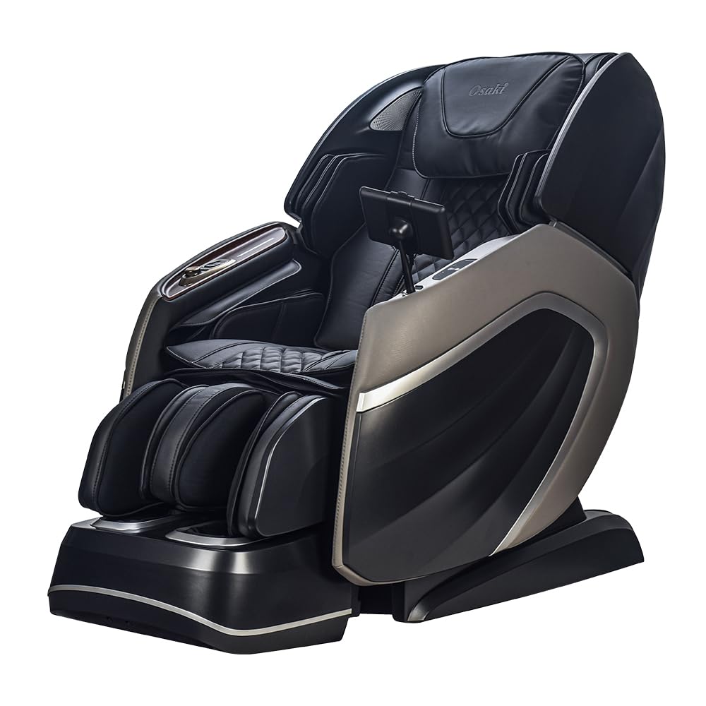 Osaki OS-Pro 4D Emperor Massage Chair for Relaxing, Stress Relief - Premium Experience, 4D Mechanism, Heated Roller, SL-Track, 8 Programs, Zero Gravity, Bluetooth Speakers, Assembled (Black & Grey) Osaki
