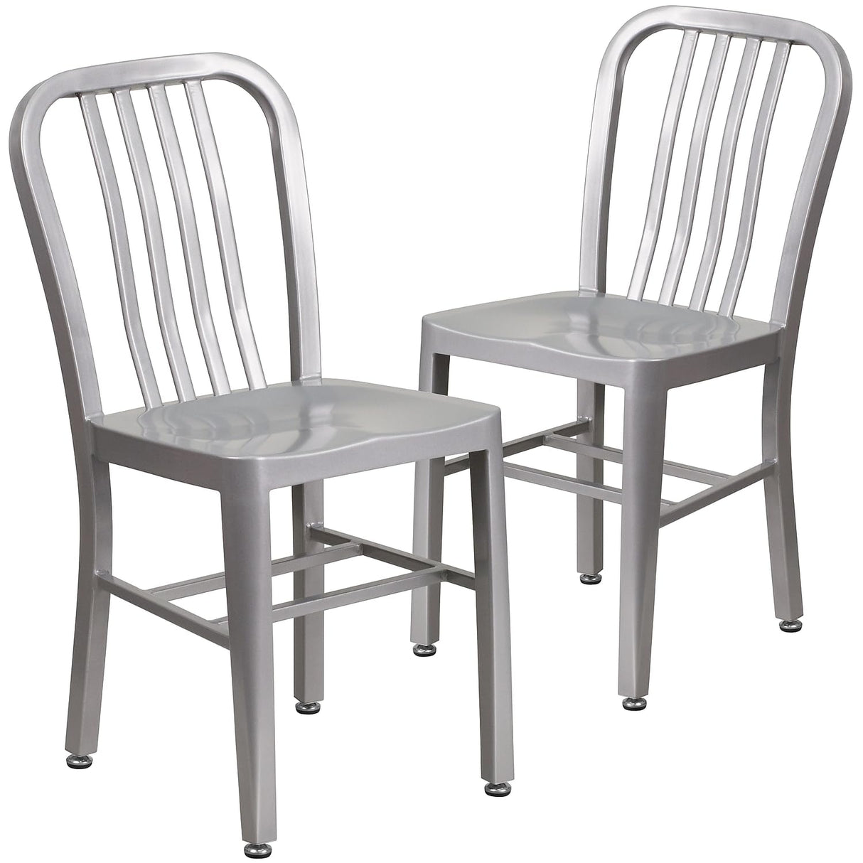 Flash Furniture Gael Indoor/Outdoor Modern Metal Dining Chairs, Commercial-Grade Galvanized Steel Restaurant Chairs, Set of 2, Silver Flash Furniture