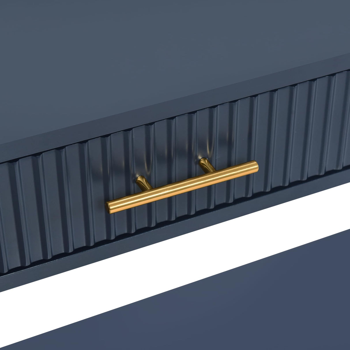 60" Modern Wooden Console Table Sofa Table with 3 Vertical Stripe Drawers, Open Bottom Shelf and Long Legs for Entryway, Hallway, Living Room, Foyer, Corridor (Navy Blue-04) HZSMHDZKJ