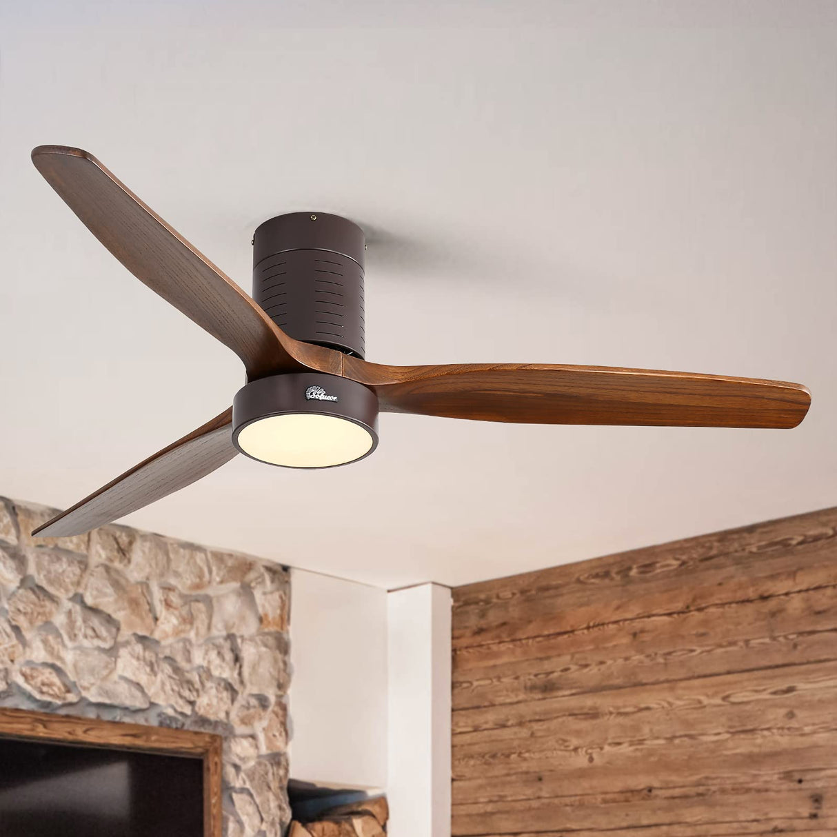 Sofucor Ceiling Fan 52'' Low Profile Ceiling Fan with Lights Remote Control Wood Blades Dimmable Light Reversible DC Motor Modern Ceiling Fan for Kitchen, Bedroom, Basement, Dining, Living Room Coffee Sofucor