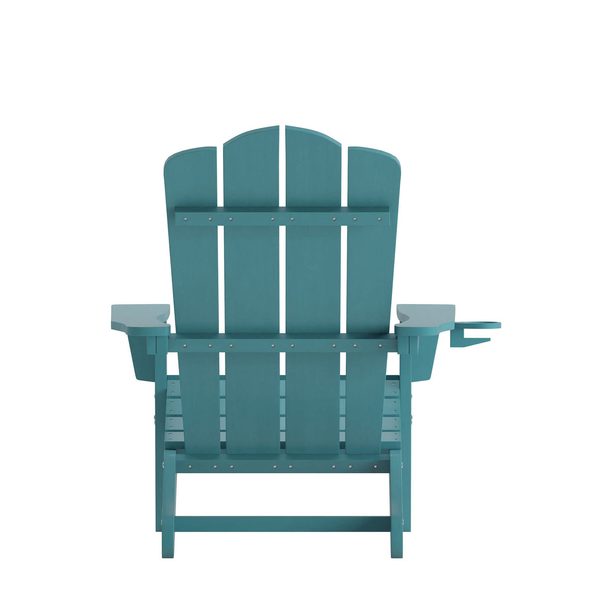 Flash Furniture Newport Adirondack Chair with Cup Holder, Weather Resistant Poly Resin Adirondack Chair, Blue Flash Furniture